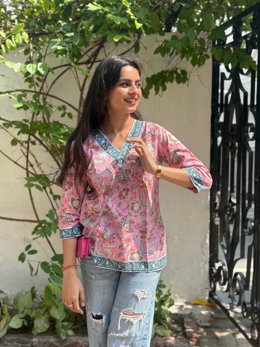 Flamingo Pink Short Kurti